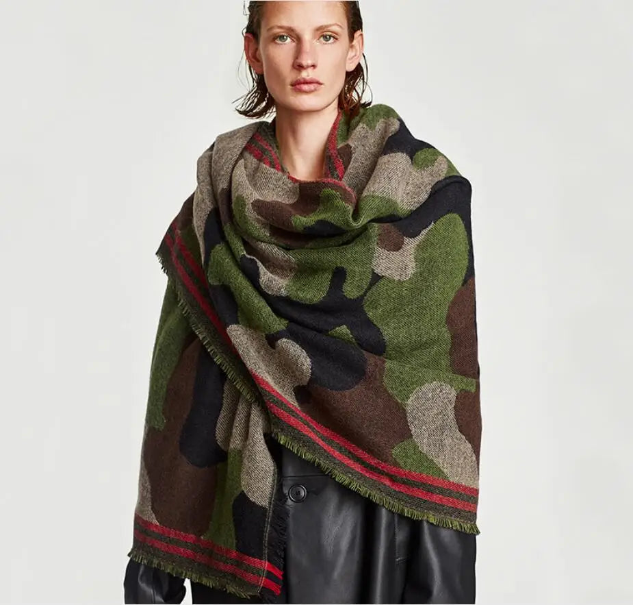 Harajuku Style Cashmere Camo Scarf - Cozy  Wrap