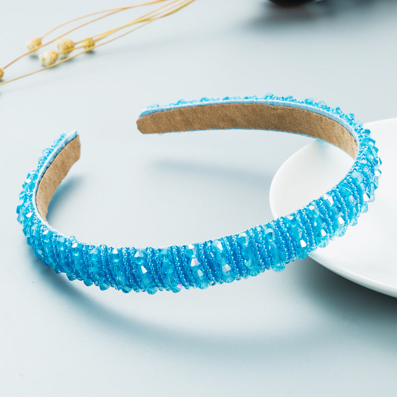 Hand Woven Beaded Headband Female Baroque Beaded Hair Binding Korean Version Net Red Wash Face Hair Accessories