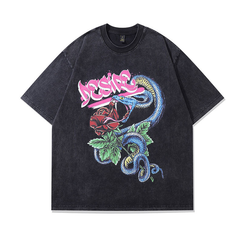 Men's Retro Rock Print T-Shirt - American Punk Style