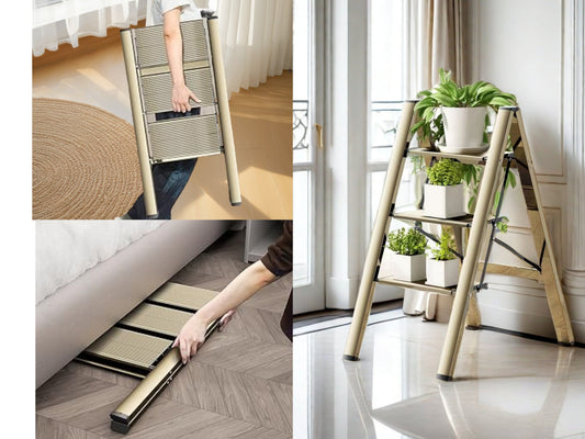 3-level ladder, aluminum alloy ladder, folding ladder, wide anti slip pedal, portable ladder with a weight capacity of 300 pound