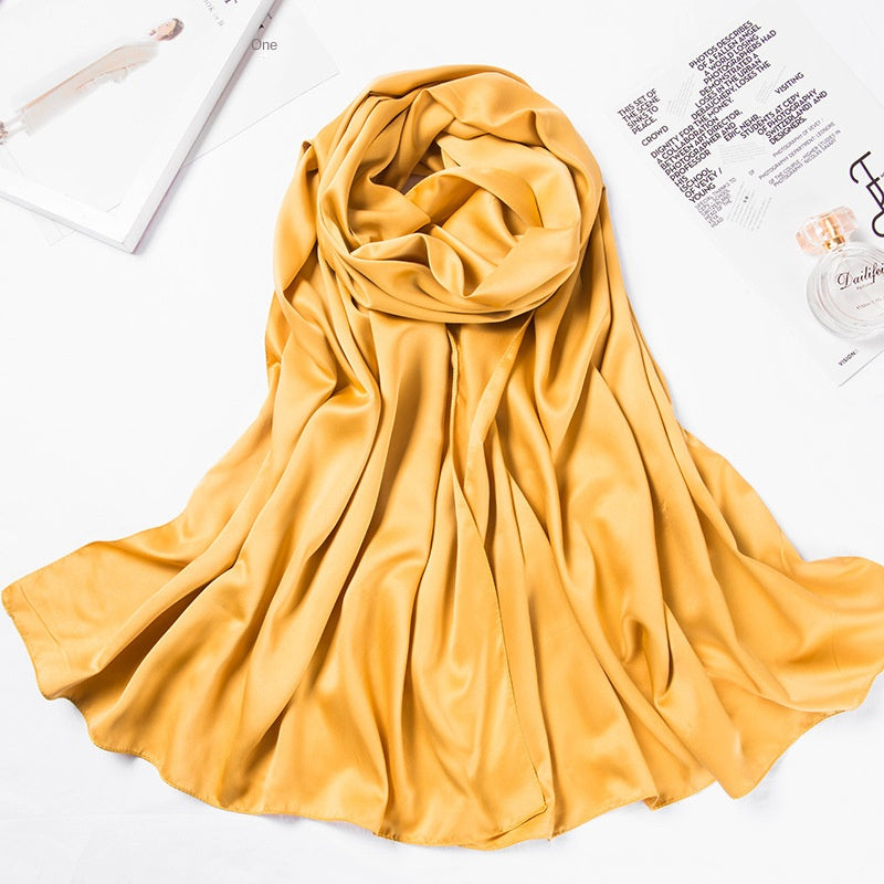 Malaysia bawal 110*110cm Large Square Scarf Single Color Matte Satin Silk Scarf Women's Headscarf Shawl