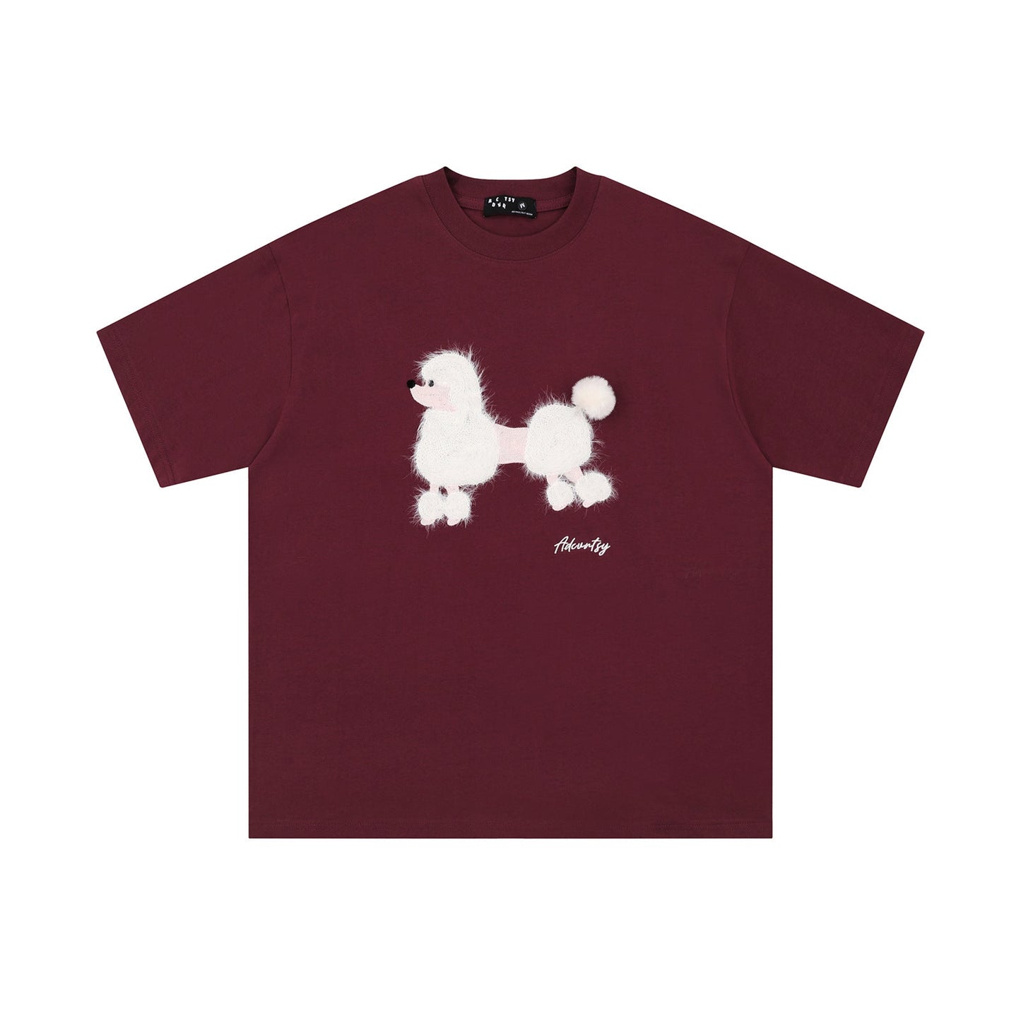 Retro Fuzzy Dog Print Short Sleeve T-Shirt for Men
