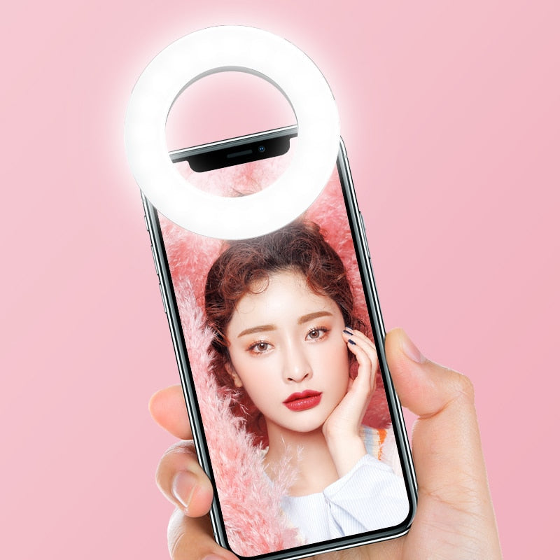 Updated 3200K-6500K 40 LED Lamps Selfie Ring Light for iPhone Andriod Smartphone Vlog Ring Light Selfie Fill Light Chargeable
