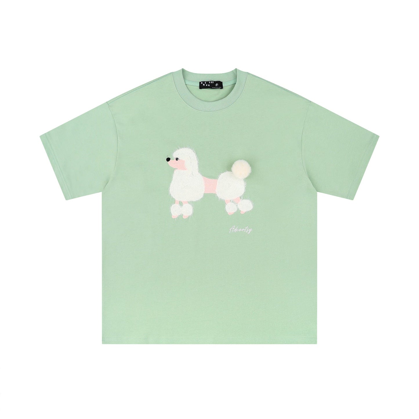 Retro Fuzzy Dog Print Short Sleeve T-Shirt for Men