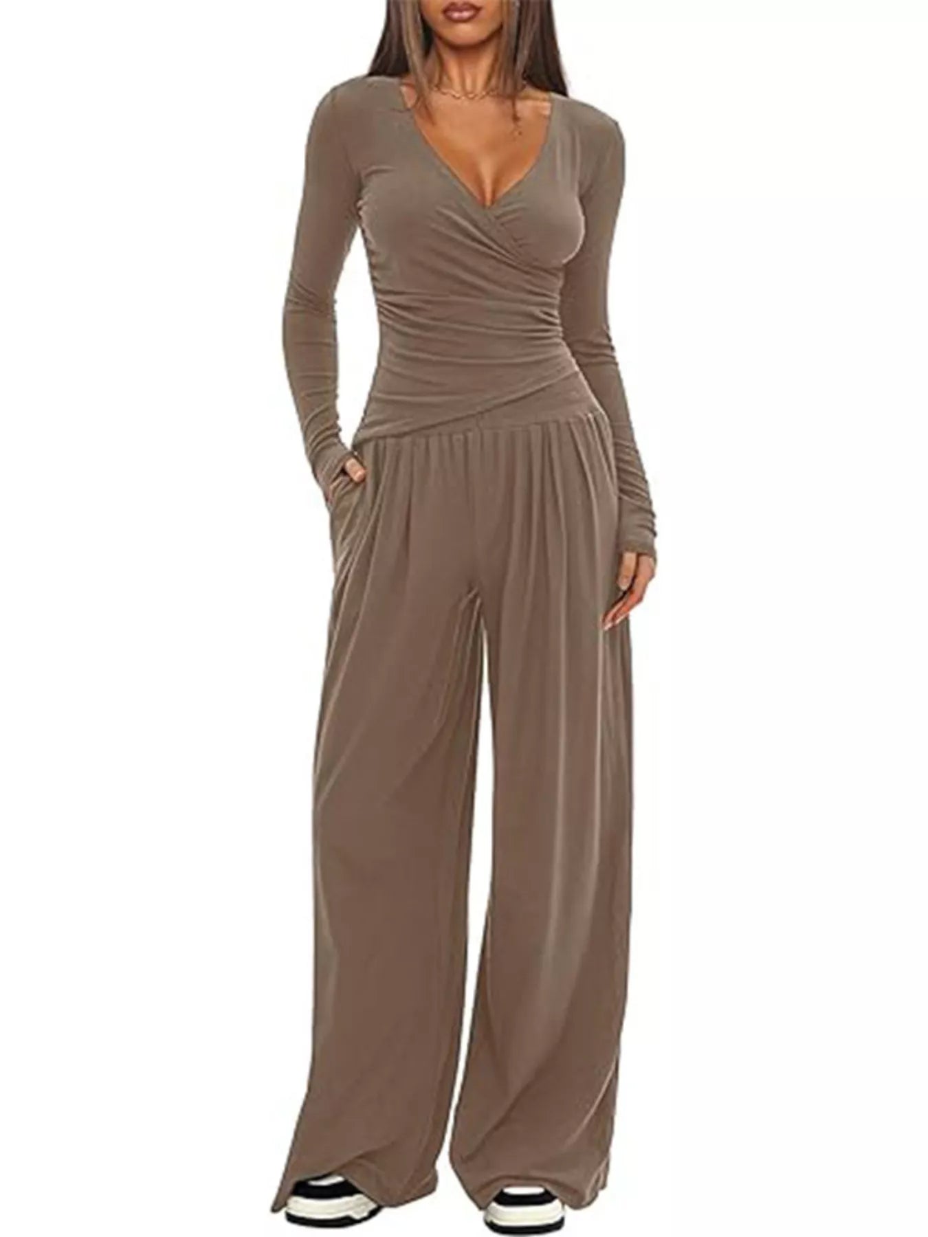 Casual Long Sleeve Top and Pants Two-Piece Set