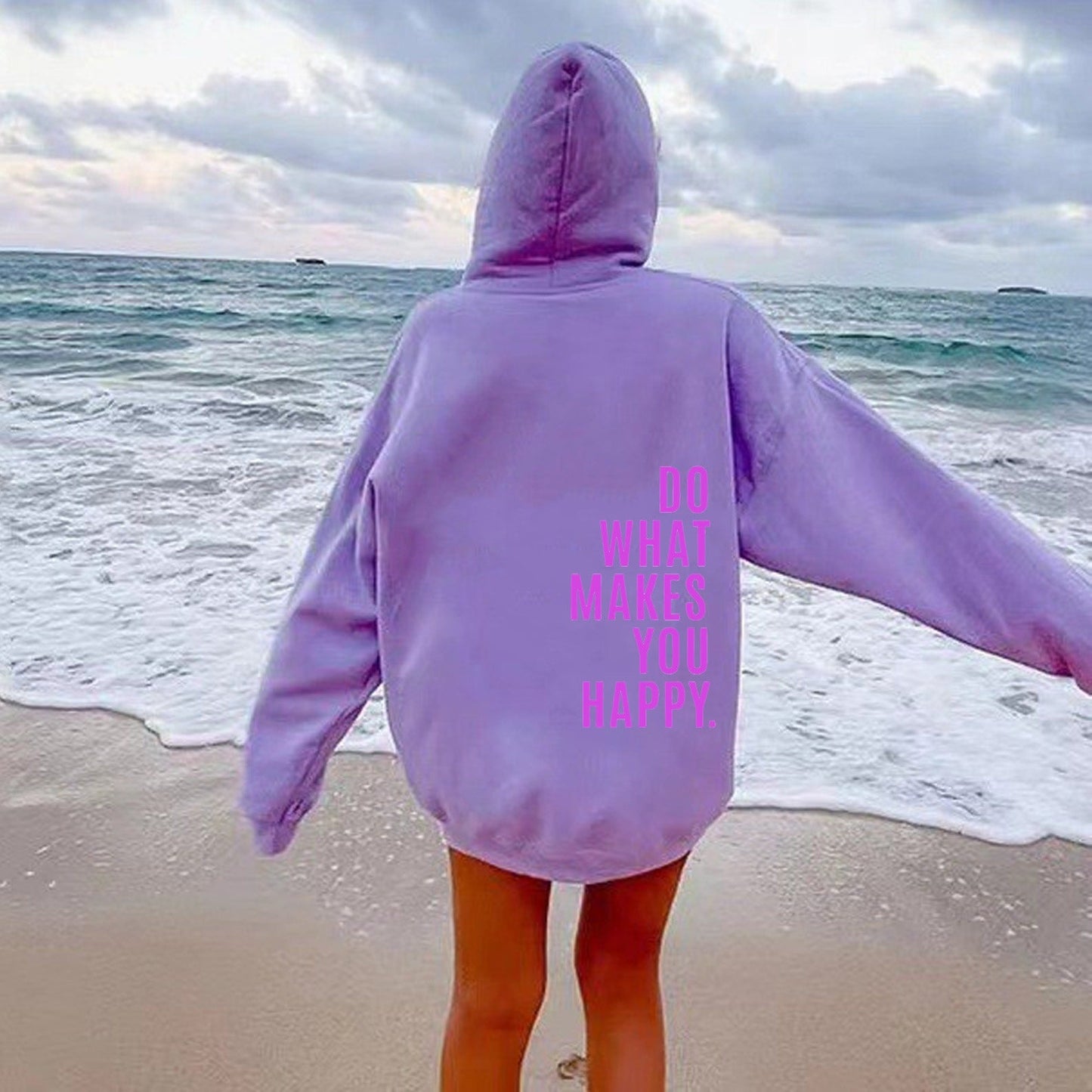 Do What Makes You Happy Off Shoulder Hoodie