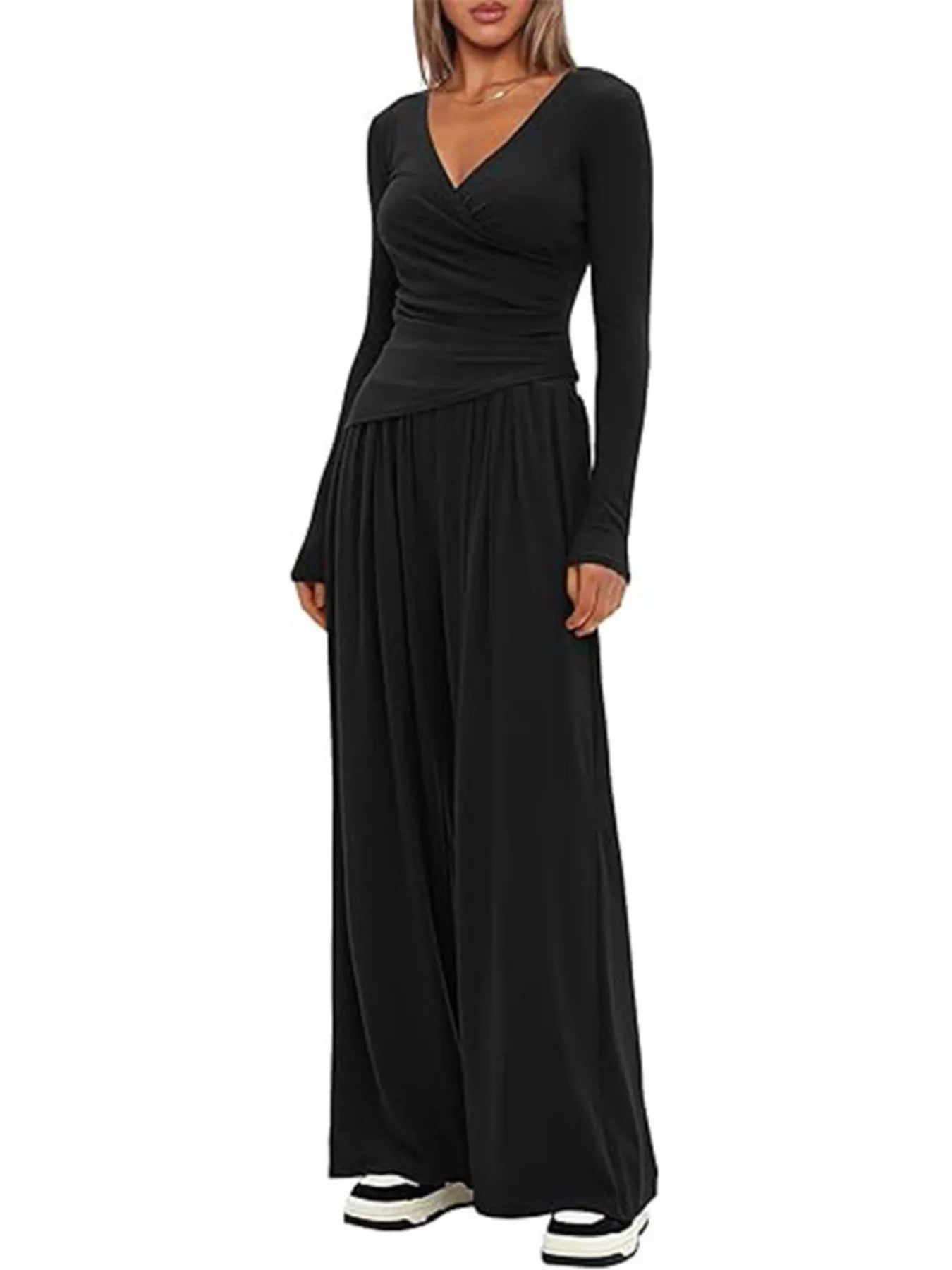 Casual Long Sleeve Top and Pants Two-Piece Set