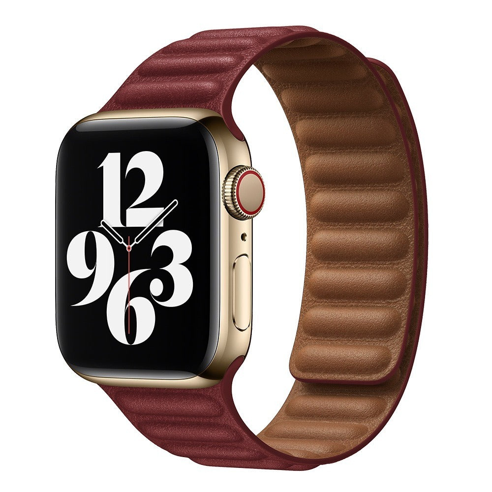 Suitable For iwatch8 Watchband S7 SE 6/5/43 Magnetic Suction New Leather Loopback Chain Apple Watch Wristband