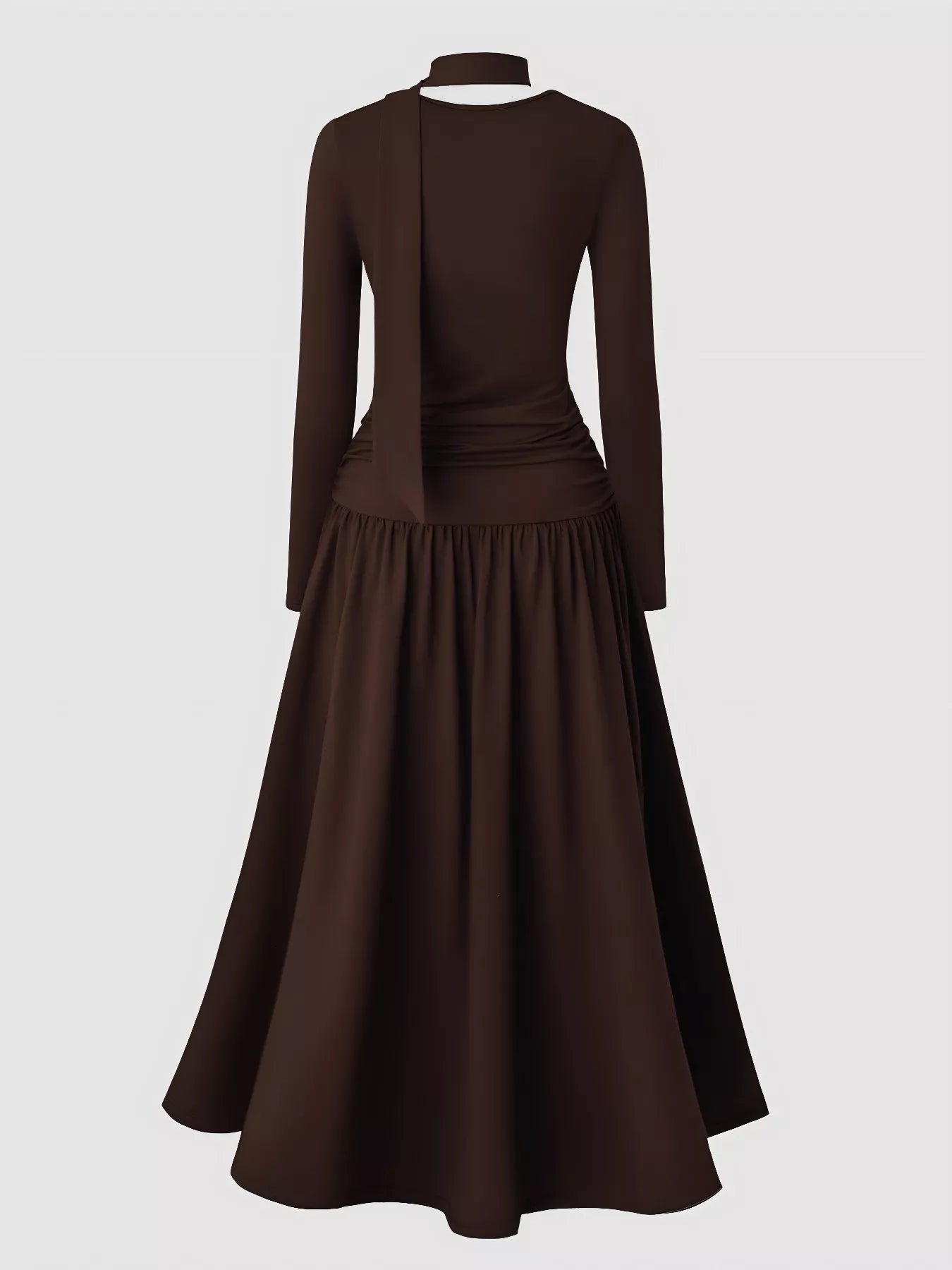 Long Sleeve A-Line Dress with Scarf