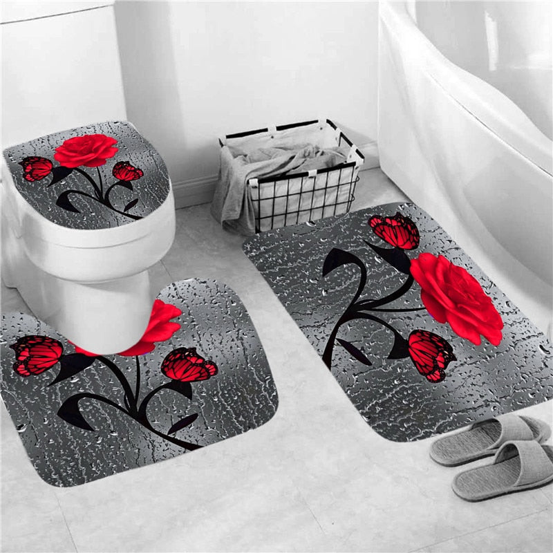 Hot HD Digital Printing Polyester Waterproof Polyester Flower Bathroom Hotel Shower Curtain