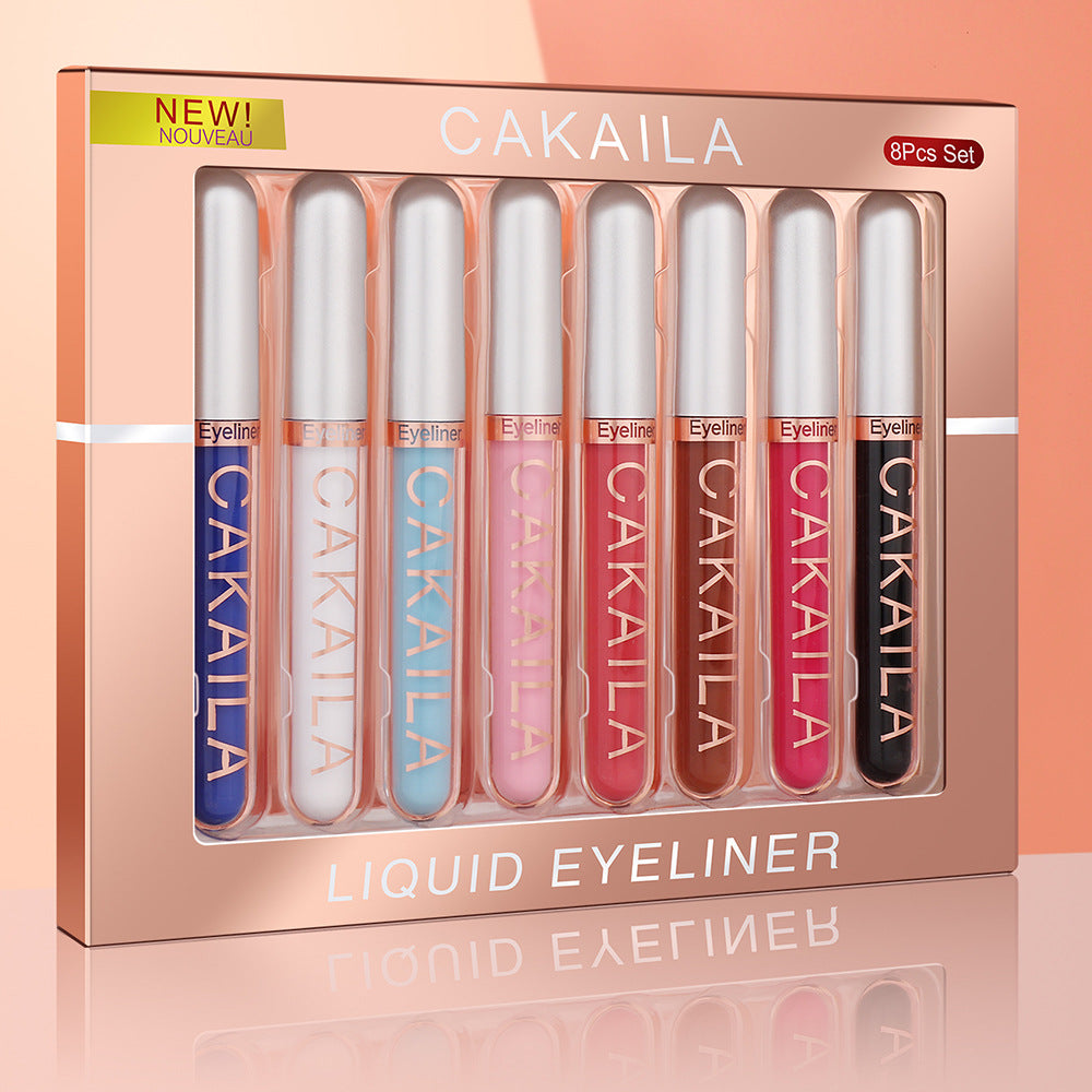 CAKAILA  8 color Matte Glitter Color Liquid Eyeliner Set Long lasting and not smudged