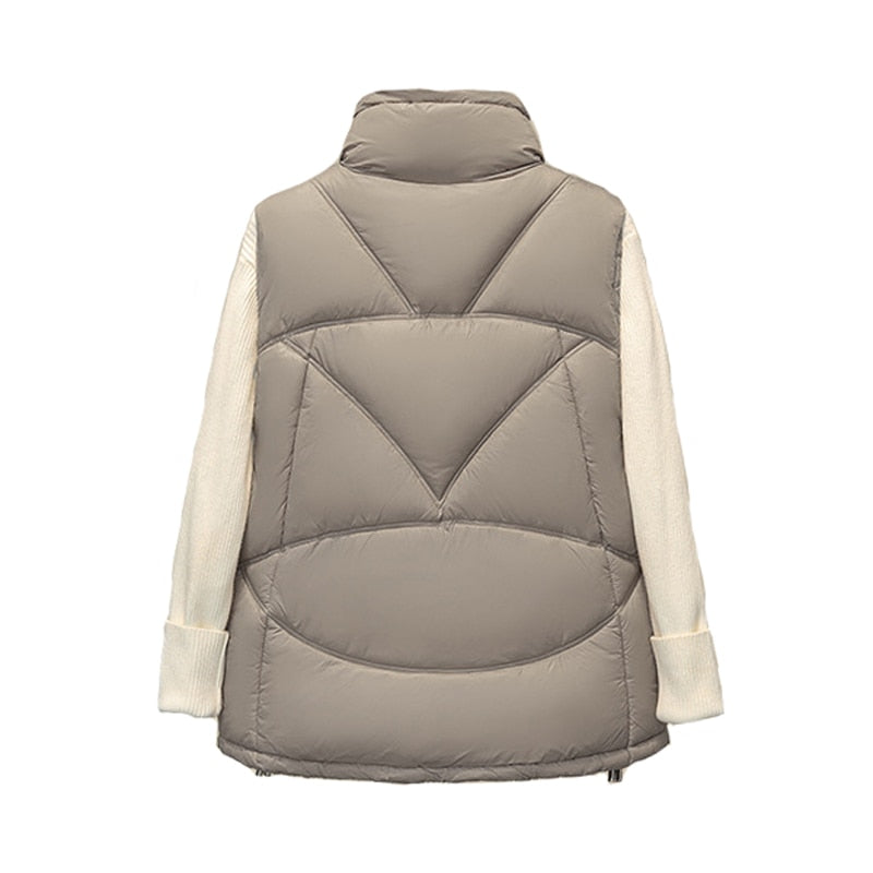 Playful  Stand Collar Vest Coat for Ladies