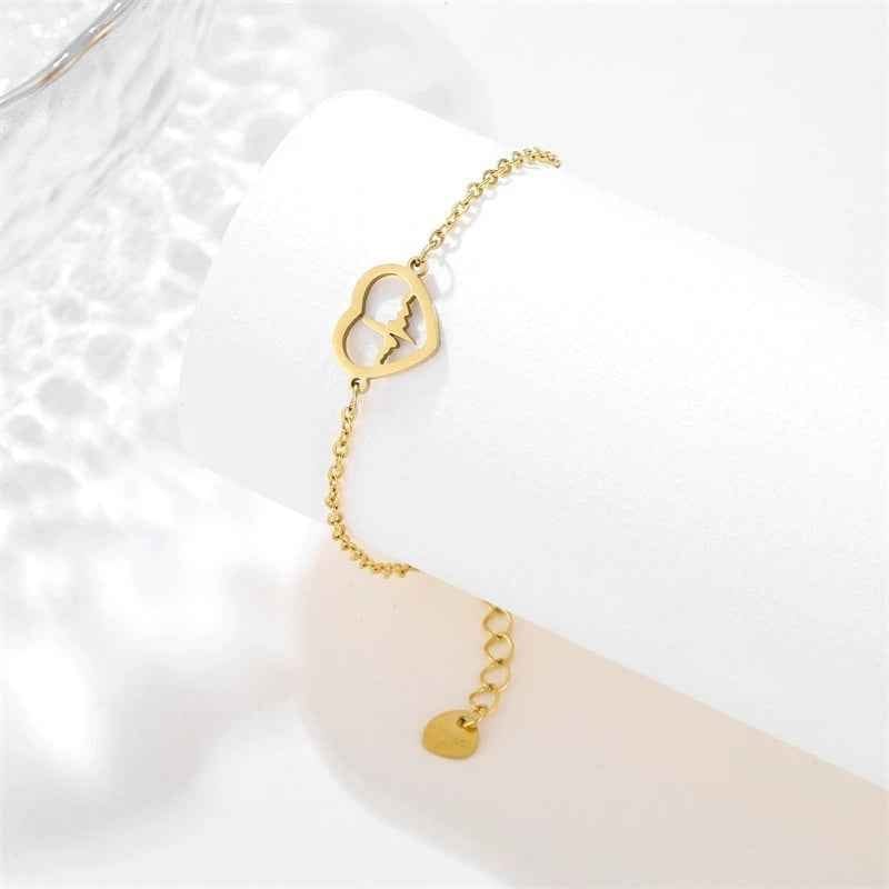 Women’s ECG Titanium Steel Bracelet - Elegant Gold and Silver Health Accessory for Stylish Women
