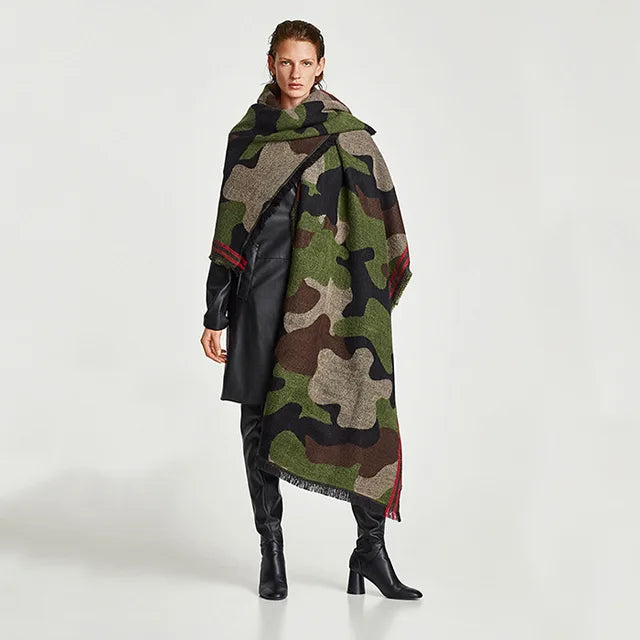 Harajuku Style Cashmere Camo Scarf - Cozy  Wrap