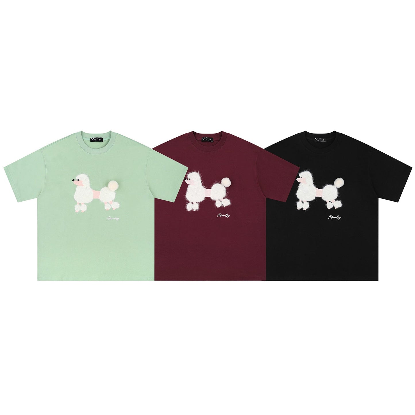 Retro Fuzzy Dog Print Short Sleeve T-Shirt for Men