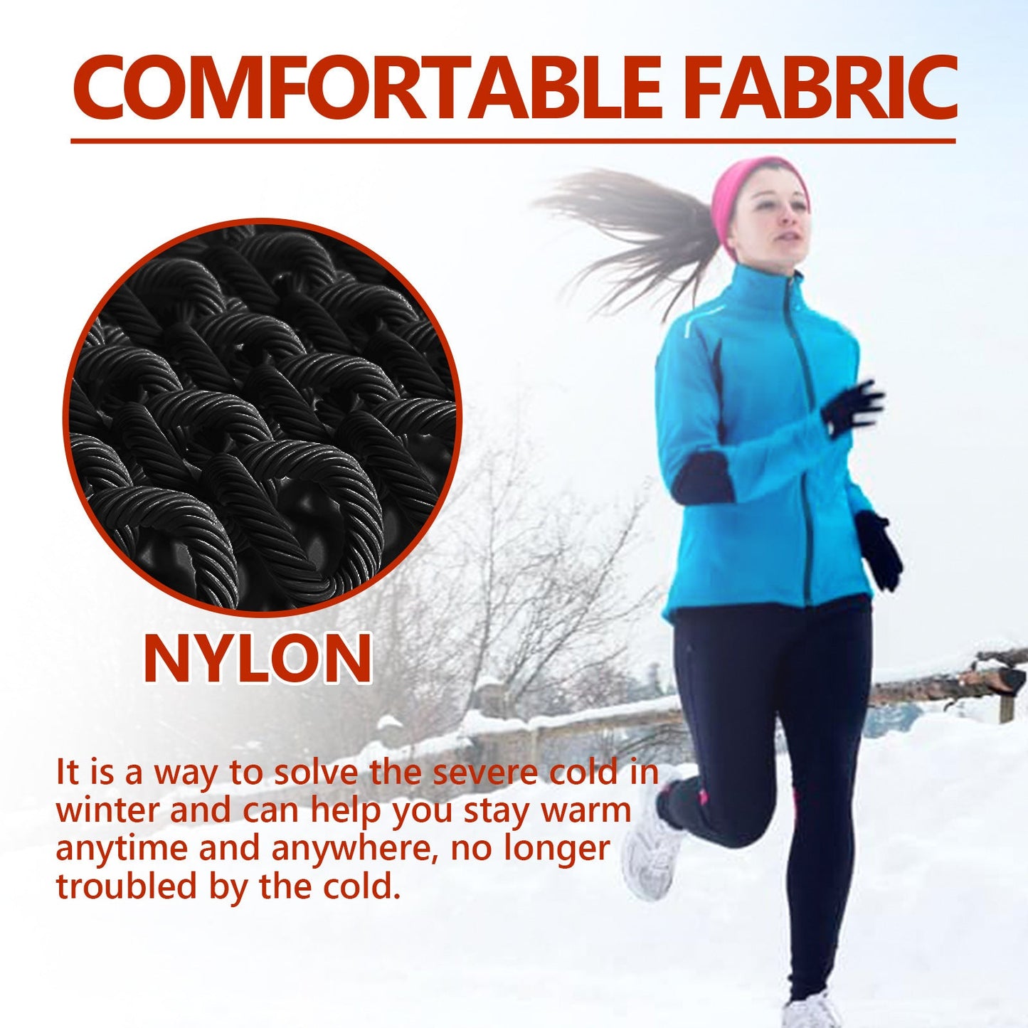 Nylon Gloves, Winter Outdoor Sports Skiing Cold Hand Care Massage Heat Warm Gloves