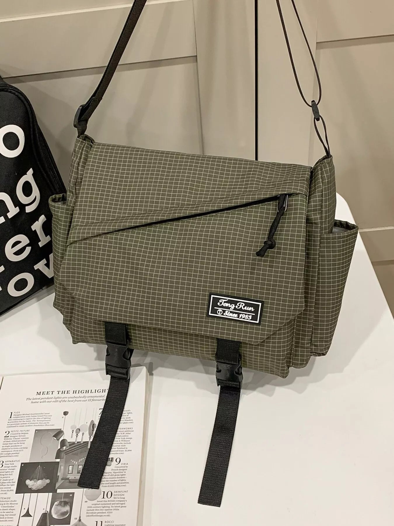 Plaid Buckle Flap Crossbody Bag