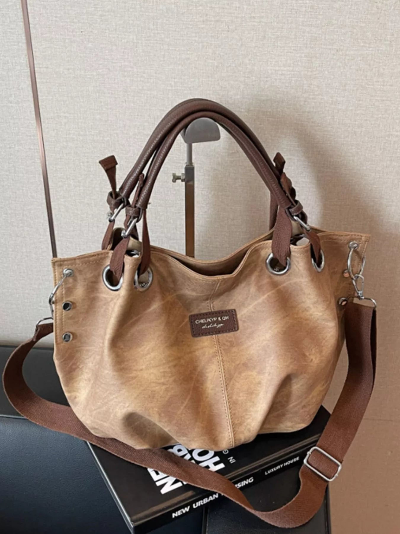Vintage Adjustable Strap Crossbody Bag