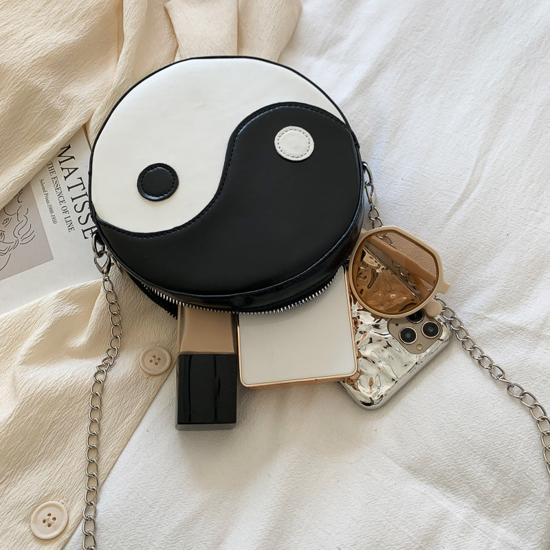 Black and White Yin Yang Round Bag - Casual  Messenger