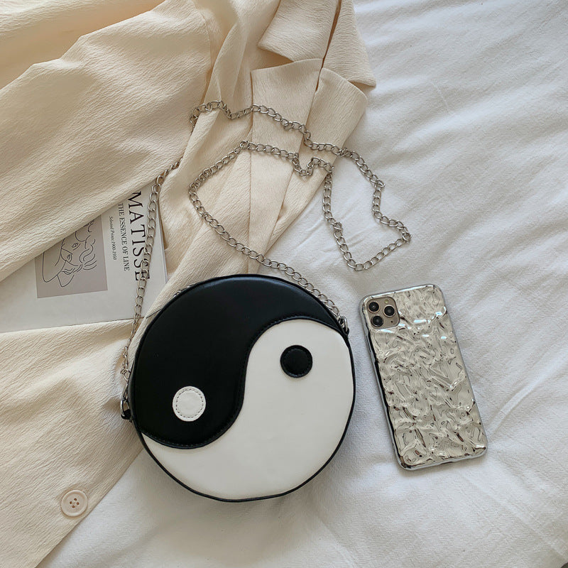 Black and White Yin Yang Round Bag - Casual  Messenger