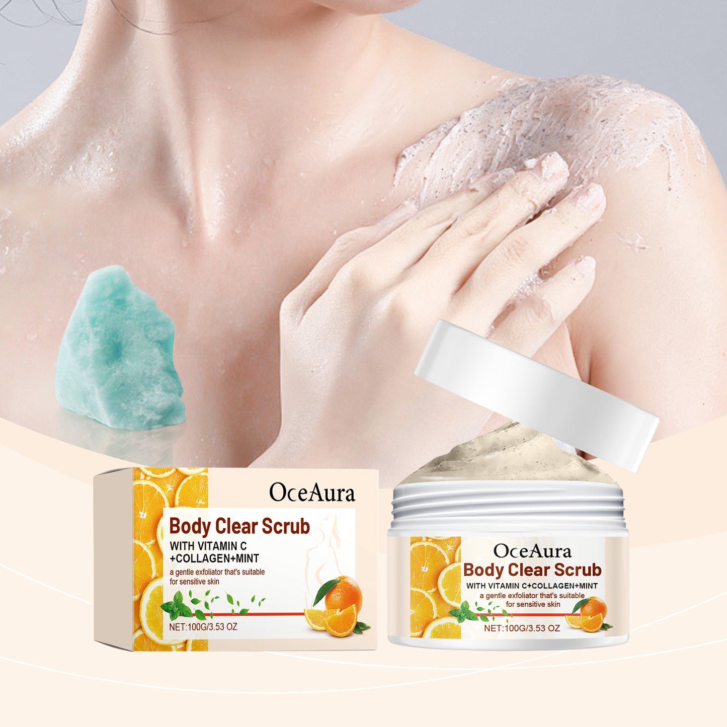 Orange Body Scrub, Fresh Orange Vc Exfoliating Cleanse, Nourish And Lubricate Body Skin ScrubOceaura Orange Body Scrub, Fresh Orange Vc Exfoliating Cleanse, Nourish And Lubricate Body Skin Scrub