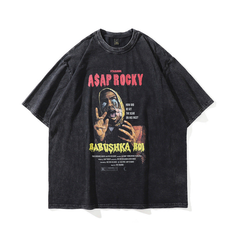Harajuku Skull Print Short Sleeve T-Shirt for Men