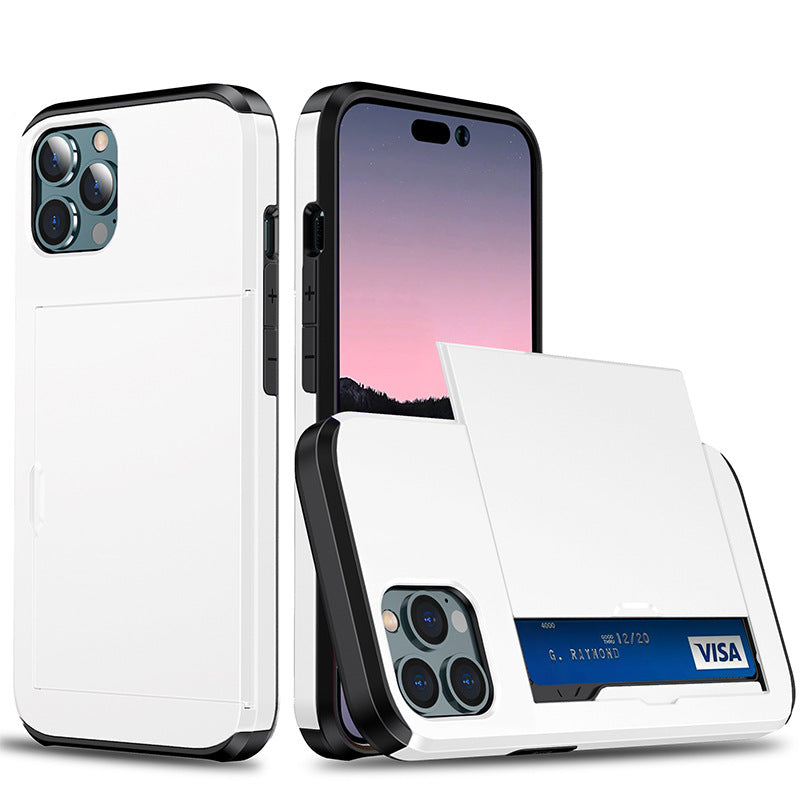Applicable iphone 14 phone case Apple 13 slider insert card 2 in 1 anti-drop 12Pro wallet case XR
