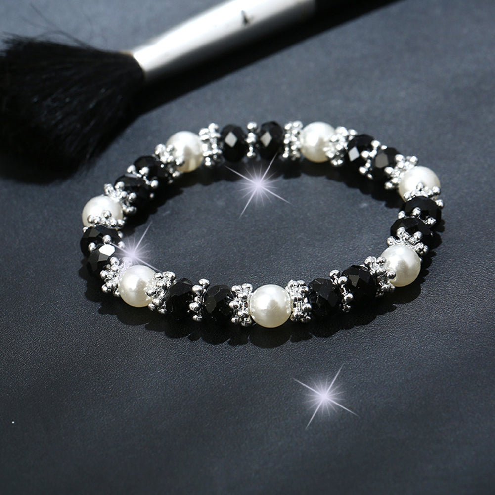 Colorful Rhinestone and Faux Pearl Charm Bracelet for Women