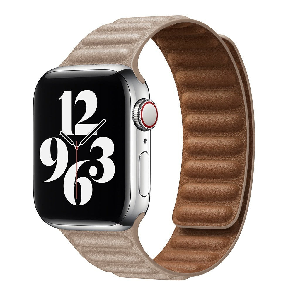 Suitable For iwatch8 Watchband S7 SE 6/5/43 Magnetic Suction New Leather Loopback Chain Apple Watch Wristband