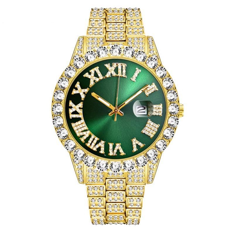 Iced Out Luxury Men's Watch - 18K Gold Plated