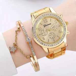 Geneva Men's Diamond-Acc Quartz Watch - Three-Eye Alloy Design