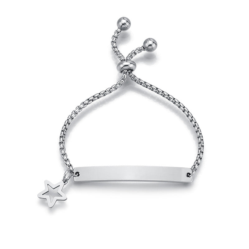 Stainless steel personalized engraved three color curved bracelet simple and personalized women's bracelet