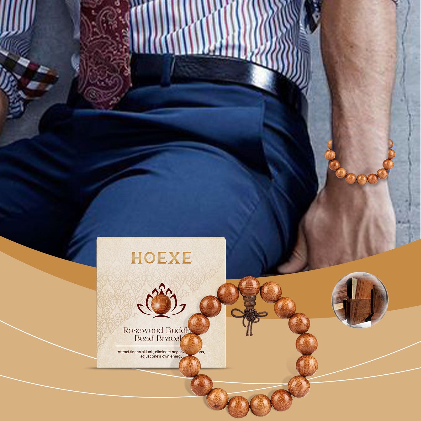 Rosewood Buddha Bead Bracelet Daily Simple Fashion Design Bracelet Personality All-In-One Beaded Bracelet