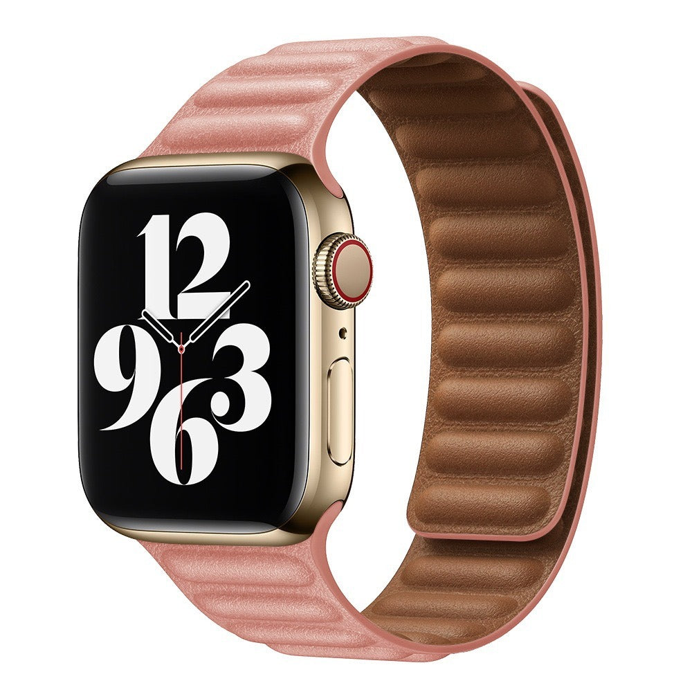 Suitable For iwatch8 Watchband S7 SE 6/5/43 Magnetic Suction New Leather Loopback Chain Apple Watch Wristband