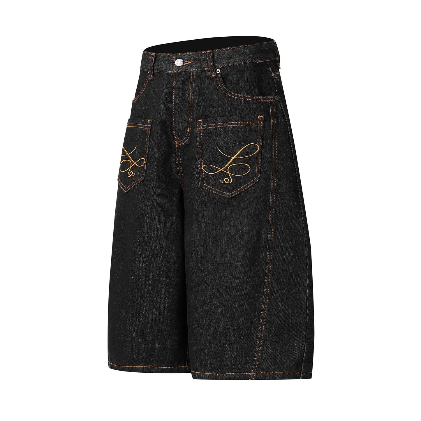 Street Original Denim Embroidered Curved Knife Pants