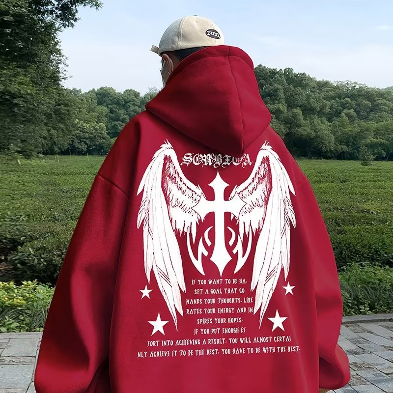 Men's Harajuku Cross Wings Casual Hoodie Jacket