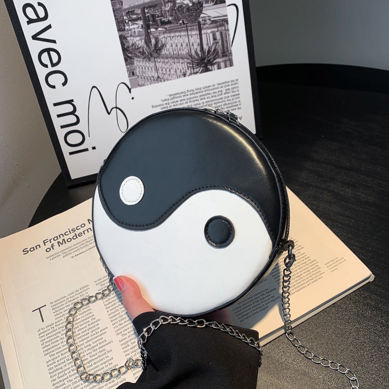 Black and White Yin Yang Round Bag - Casual  Messenger