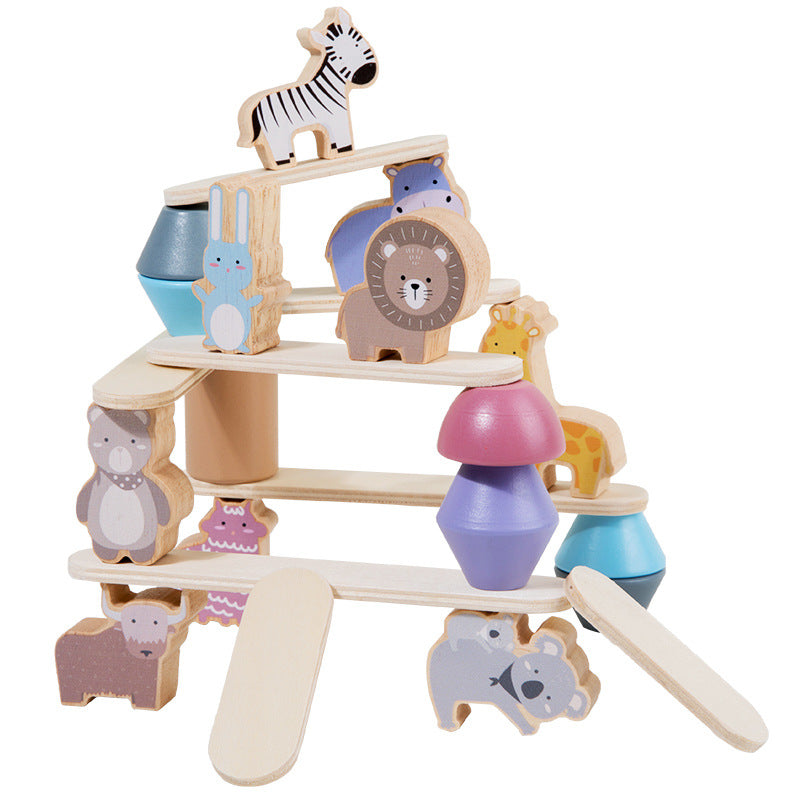 Children's Wooden Dinosaur Animal Stacking Music Balance Building Blocks Kindergarten Puzzle Toy