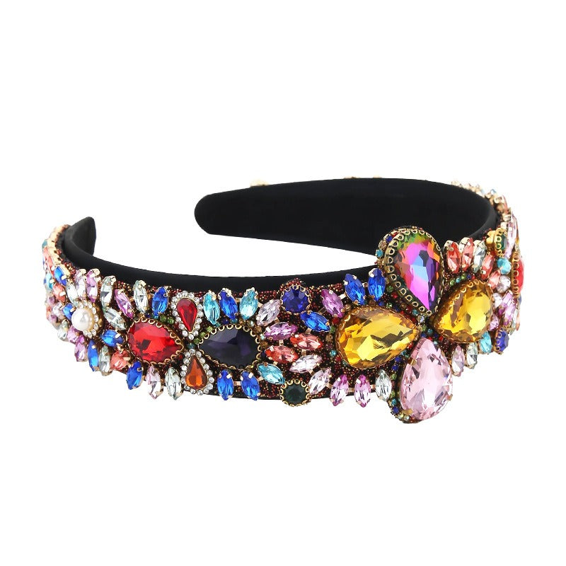 Fashionable retro wide edge sponge compression headband