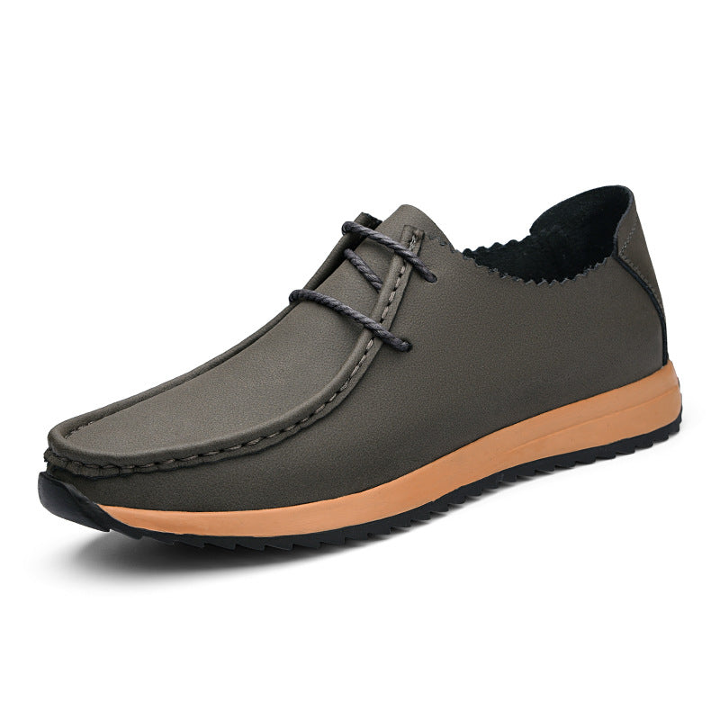 Casual breathable lace up lazy shoes retro leather shoes for men