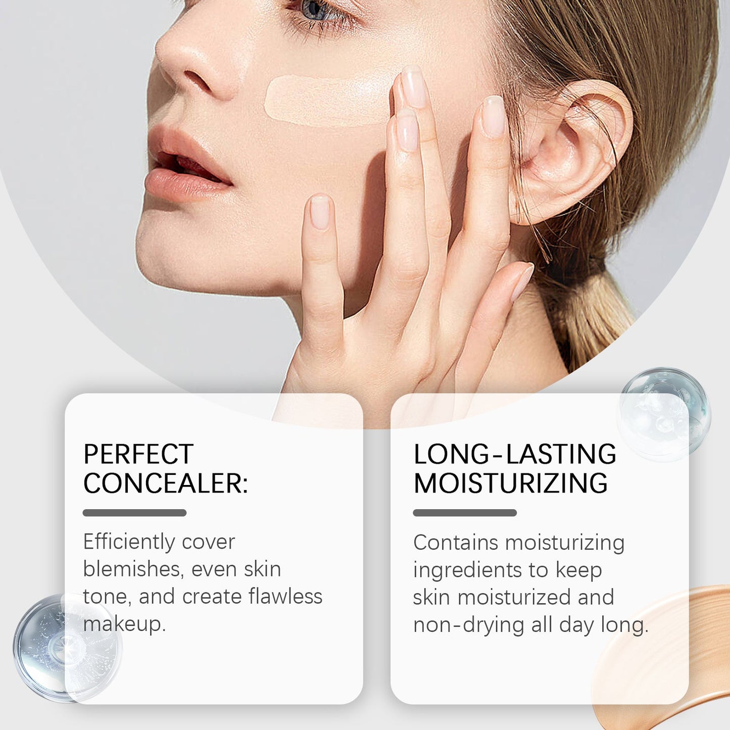 Concealer Moisturizing Liquid Foundation, Naturally Brightening, Light, Moisturizing, Refreshing And Long-Lasting Moisturizing Foundation