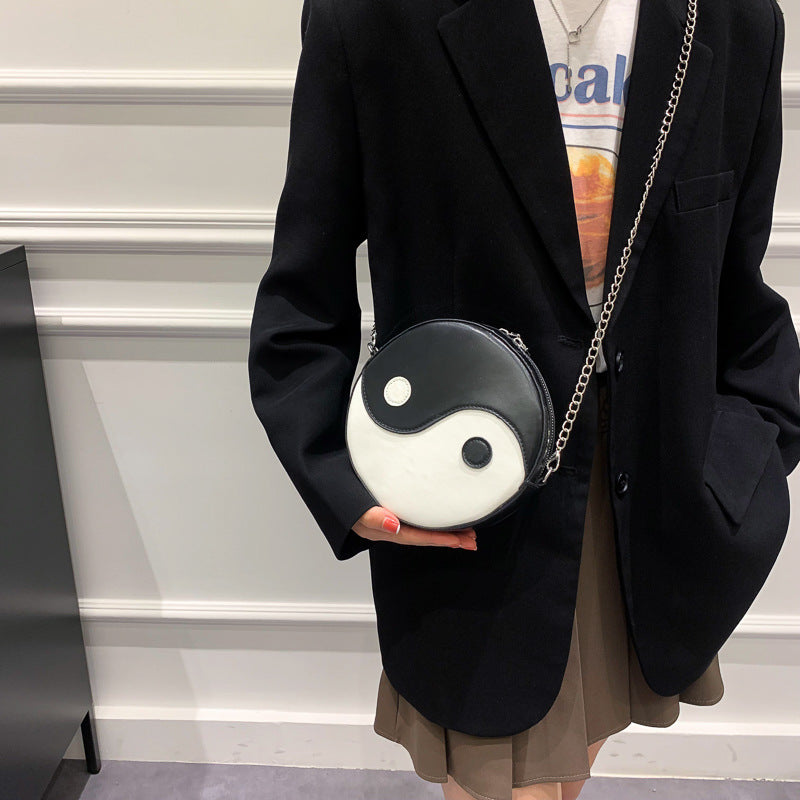 Black and White Yin Yang Round Bag - Casual  Messenger