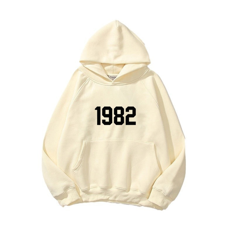 Harajuku Double Layer Hoodie with 1982 Print
