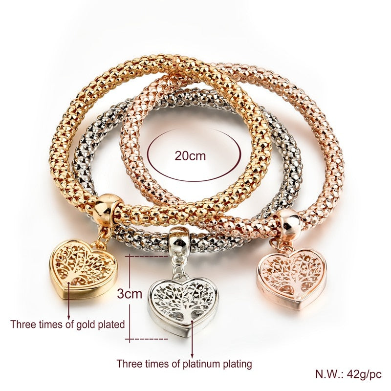Harajuku Style Life Tree Heart Bracelet & Bangles Set
