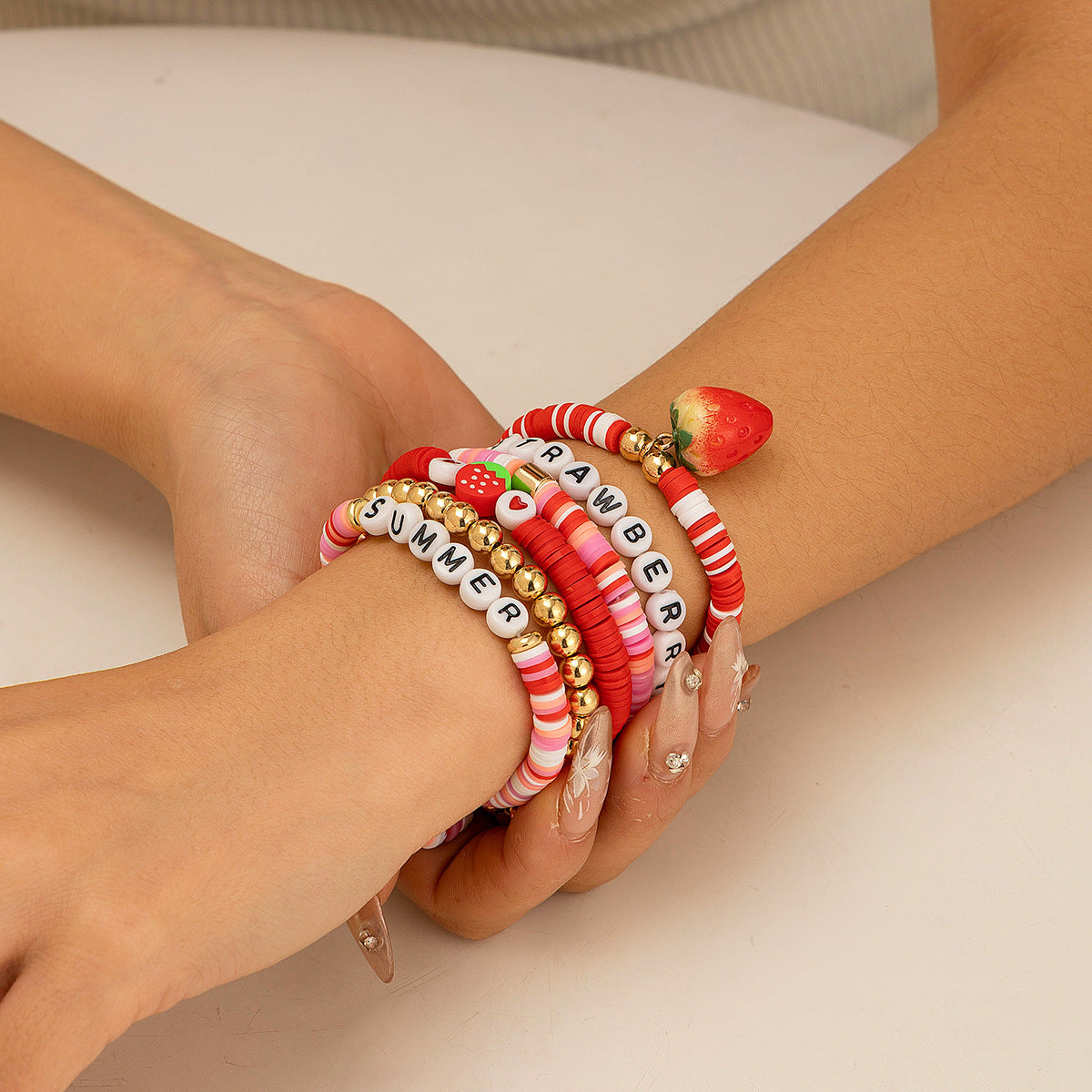 Bohemian style colorful soft ceramic elastic letter LOVE bead bracelet Bracelet