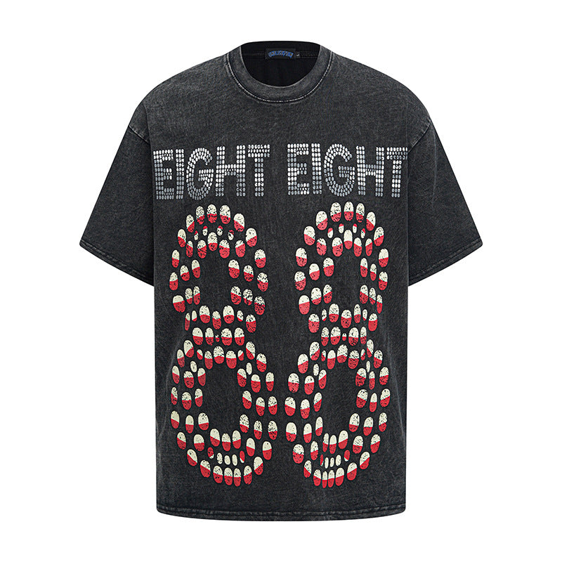 Playful Cartoon Print Cotton T-Shirt for Men