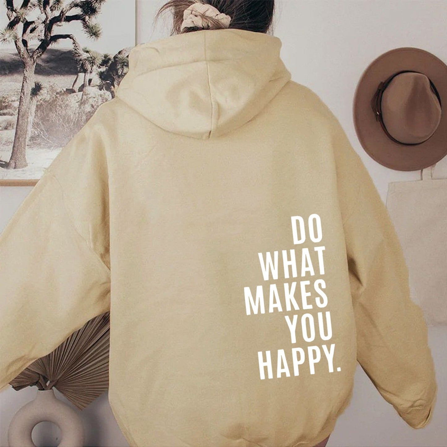 Do What Makes You Happy Off Shoulder Hoodie