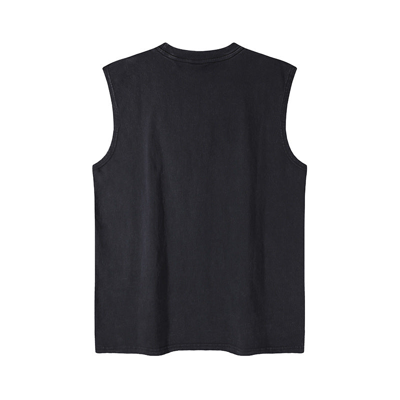 Unisex Loose Fit Washed Cotton Vest - Harajuku Style