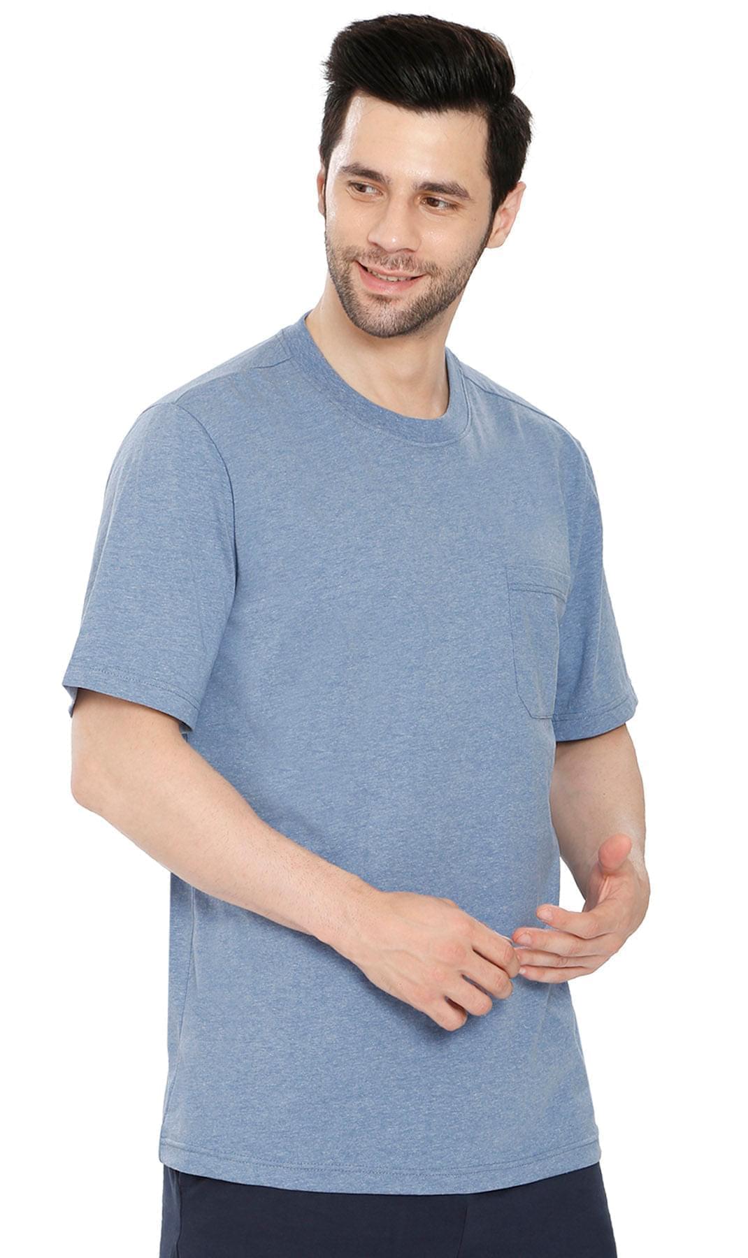 Men’s Heavyweight Short Sleeve Crew Neck T-Shirt – Regular Fit Cotton Blend with Chest Pocket