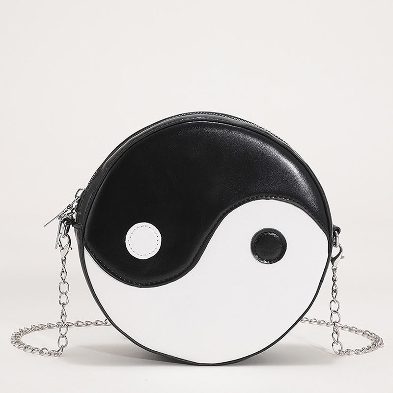 Black and White Yin Yang Round Bag - Casual  Messenger